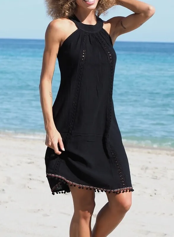 Black Contrast Trim Easy Fit Dress