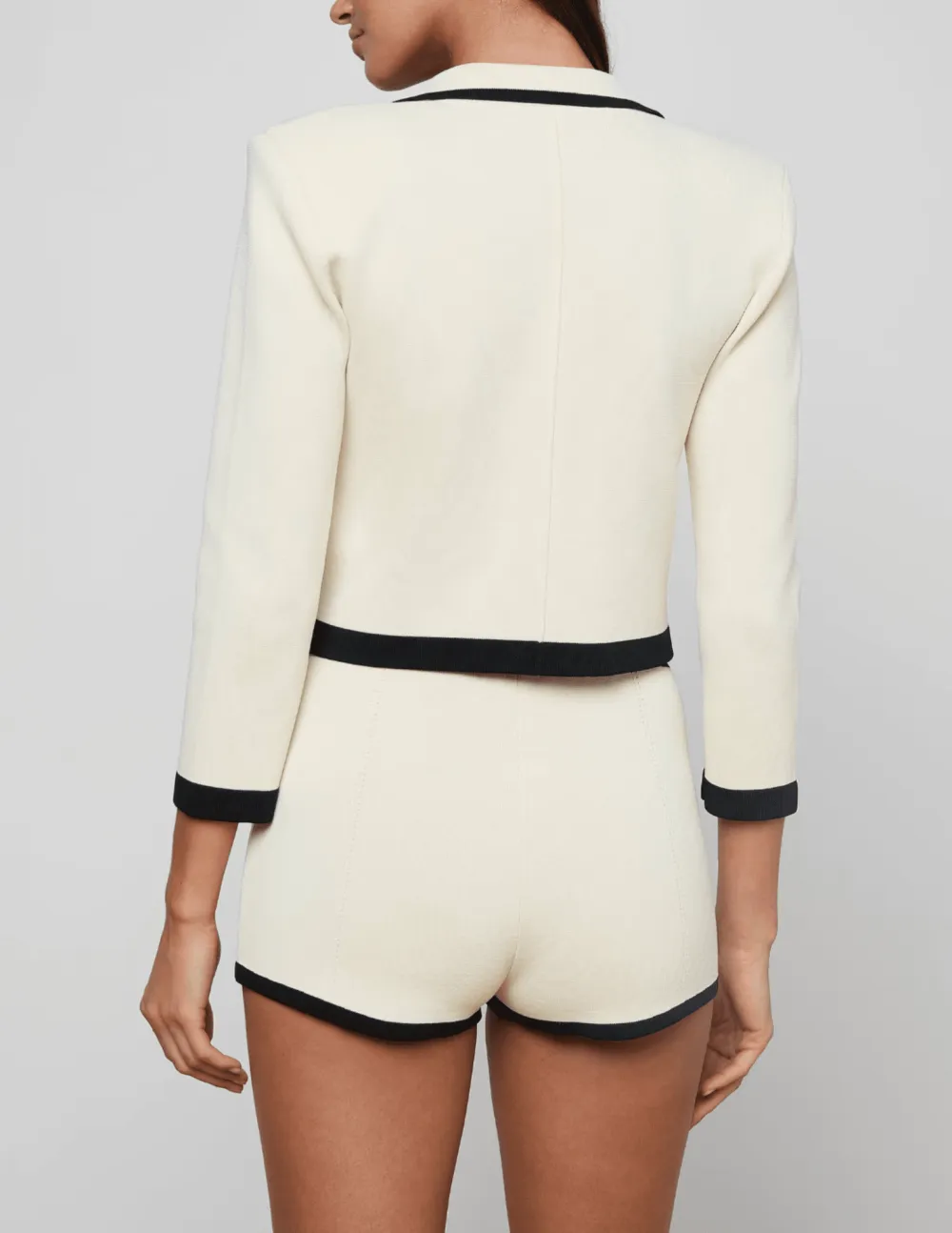 Viscose-Blend Cropped Contrast-Trim Knit Jacket