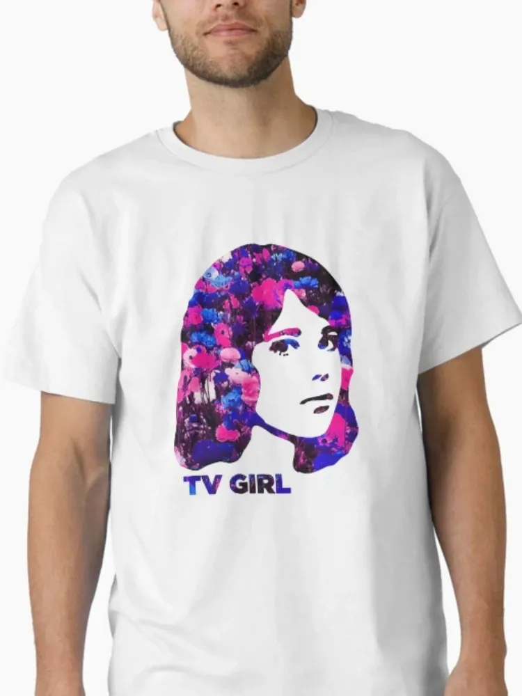 Women's artistic floral head portrait round-neck short-sleeved T-shirt