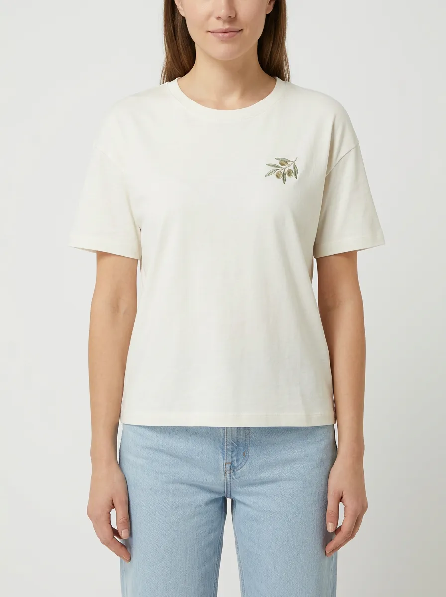 Women's Botanical Branch Embroidered Crewneck T-Shirt