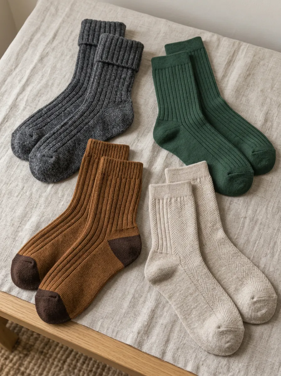 Men's Classic Signature Ribbed Knit Cotton Crew Socks Set