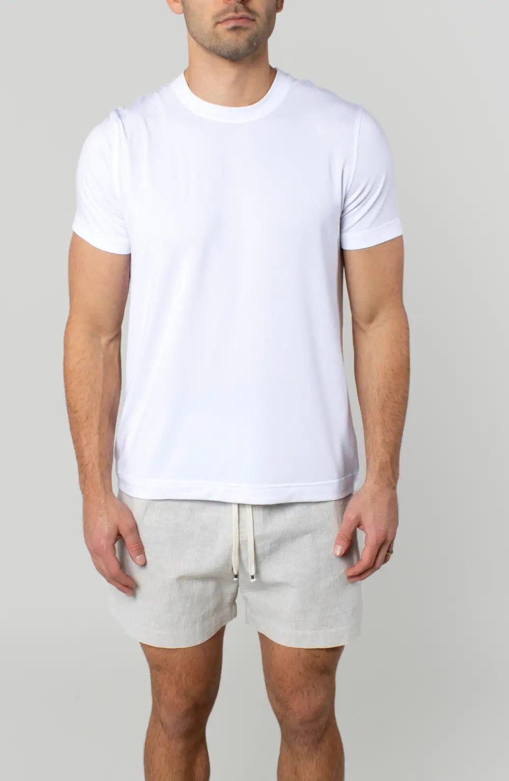 Men's Striped Cotton Linen Patch Pocket Shorts