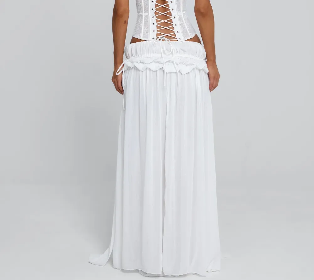 White Lace Trim Puff Sleeve Corset Top