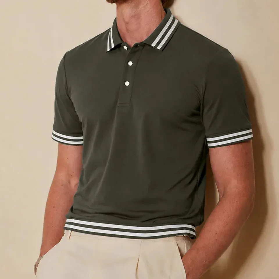 Casual Performance Short Sleeve Button Up Polo Shirt