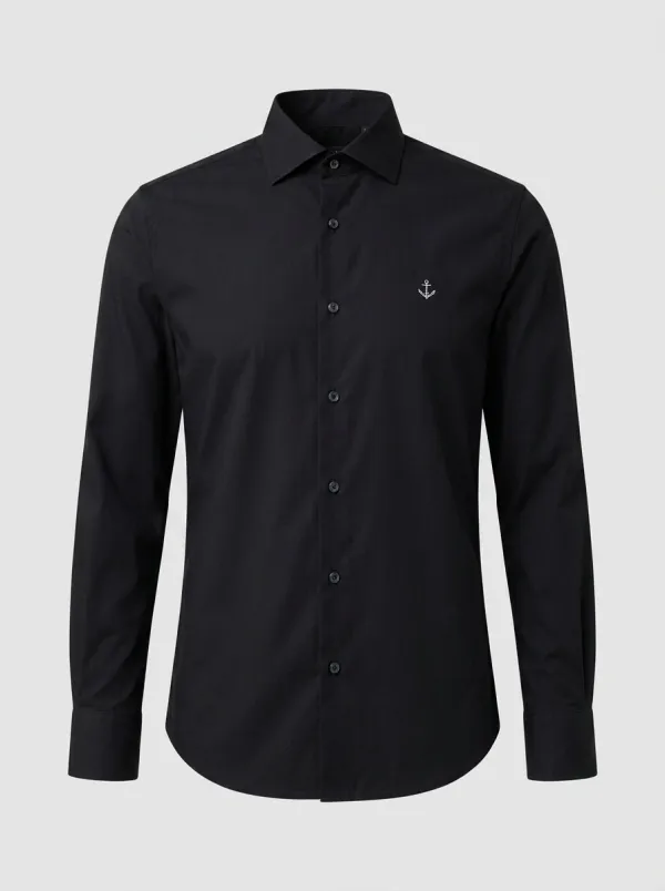 Men's Nautical Anchor Embroidered Non-Iron Cotton Shirt