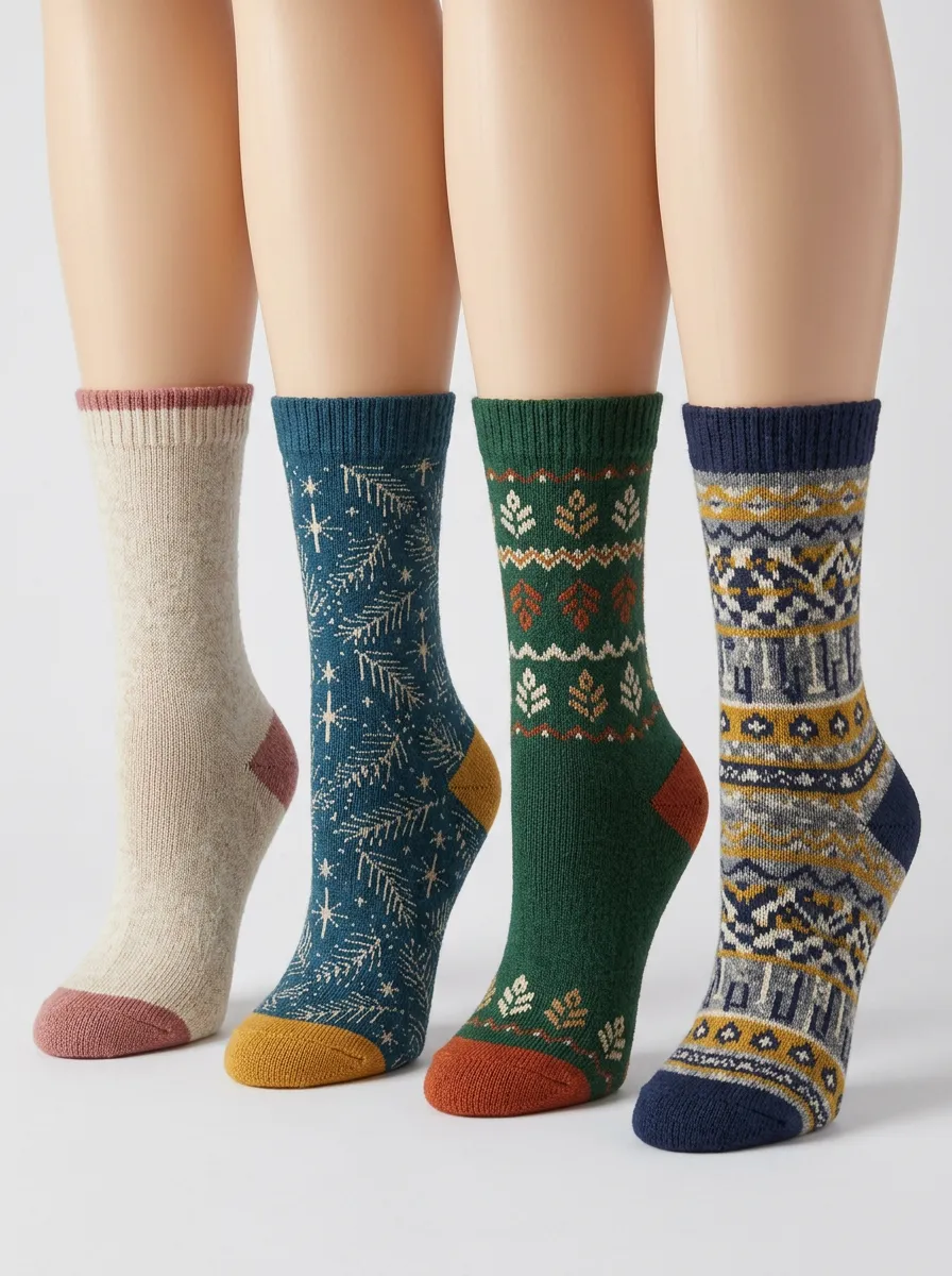 Women's Retro-Print Four Pair Socks
