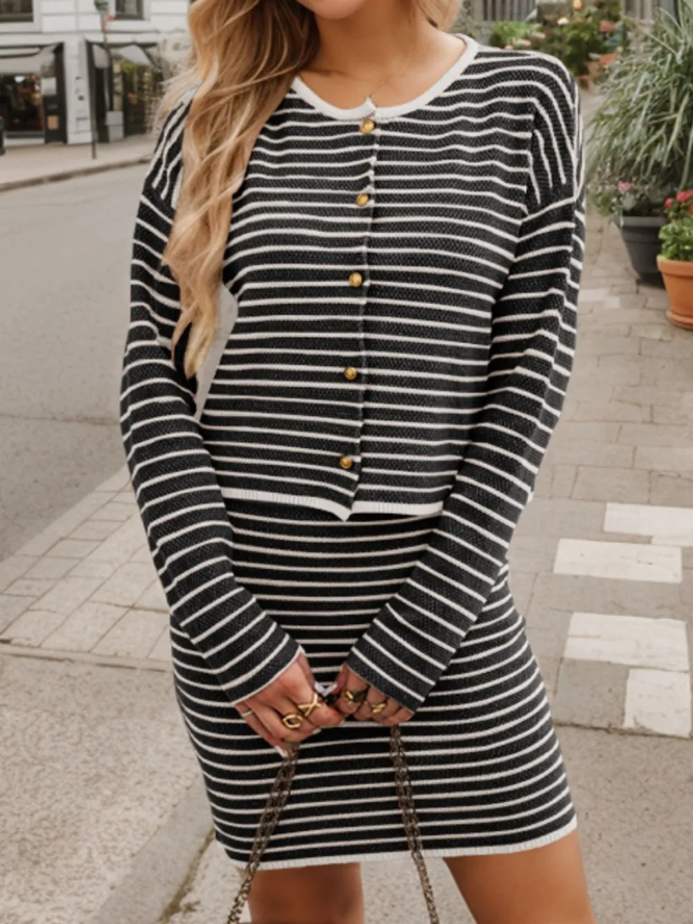 Gentle Button Front Long Sleeve Coordinated Set