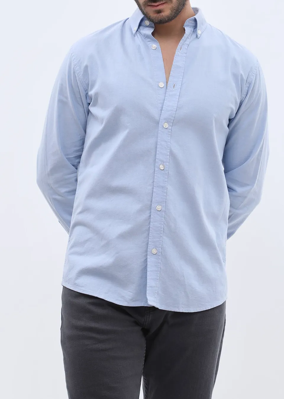 Easygoing Oxford Long Sleeve Cotton Men's Button Down Shirt