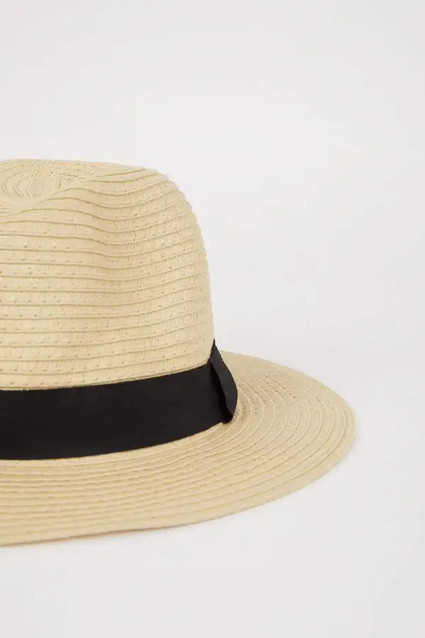 Ladies' Black Ribbon Woven Hat