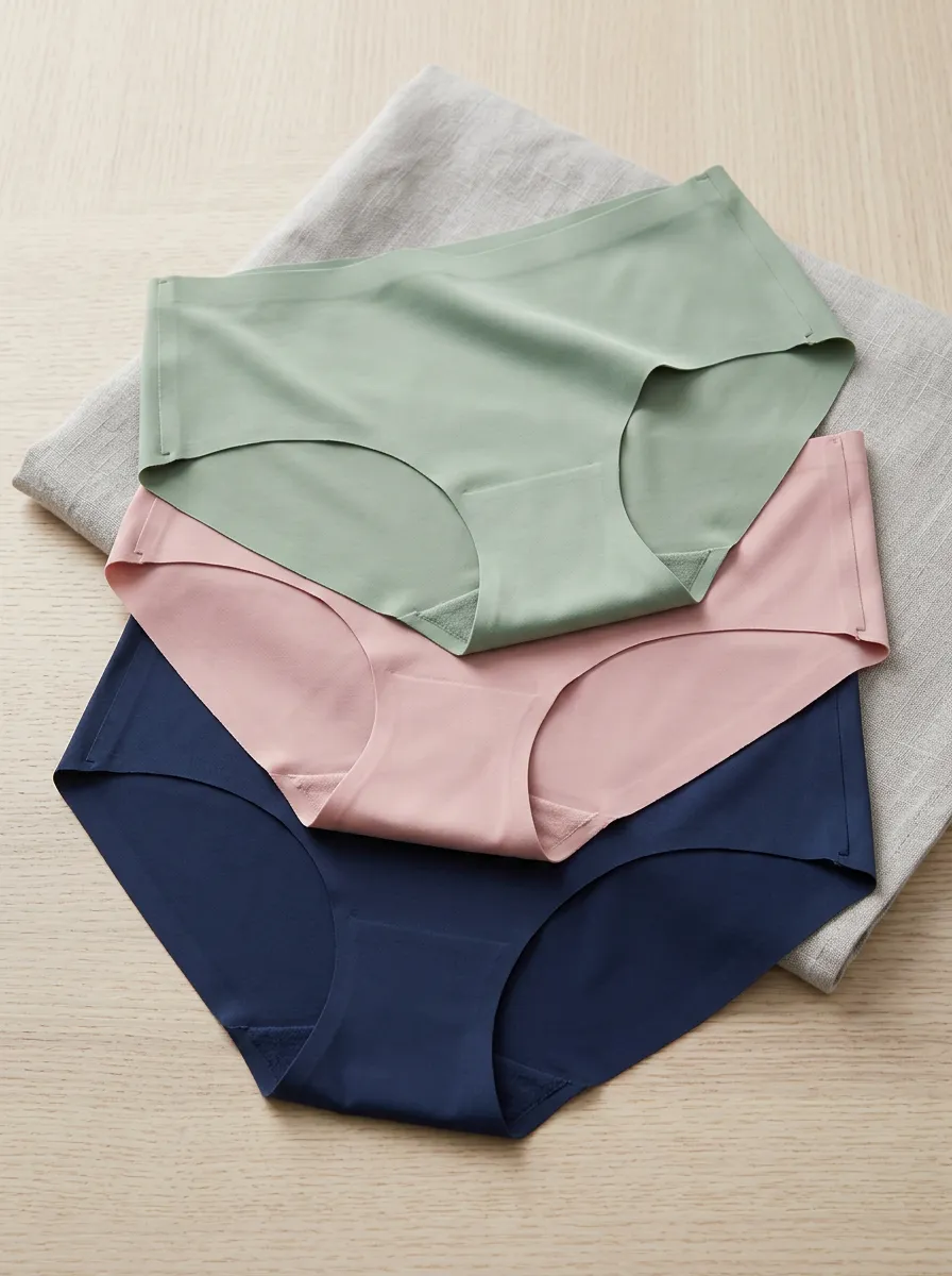 Women's Decorative Seamless Solid Color Three-Pack Panties