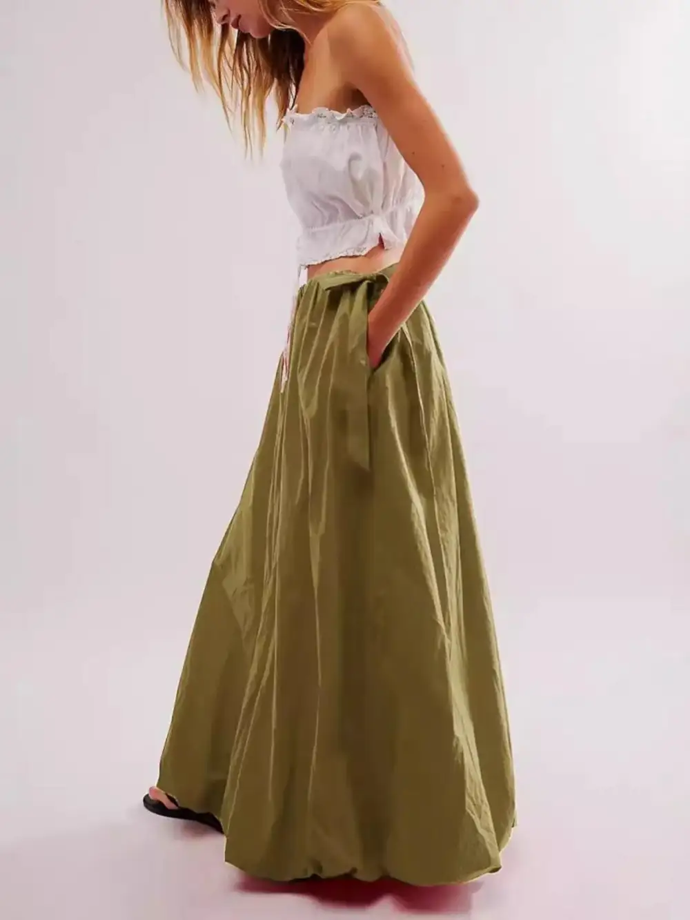 Softened Drawstring Pocket Detail Skirt