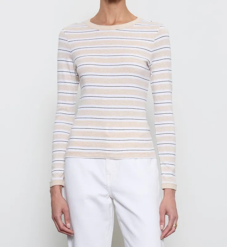 Stripe Classic L/S Tee Wheat/white Stripe