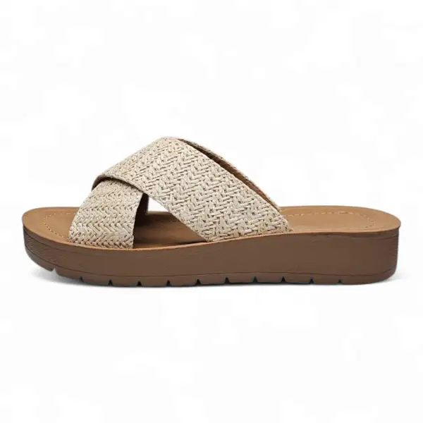 Lucy Raffia Platform Criss Cross Sandal