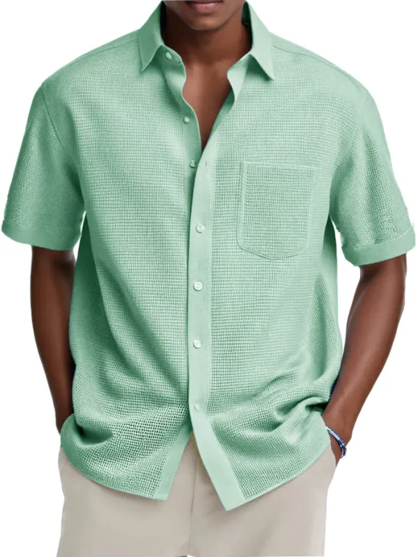 Everyday Textured Knit Pocket Shirt