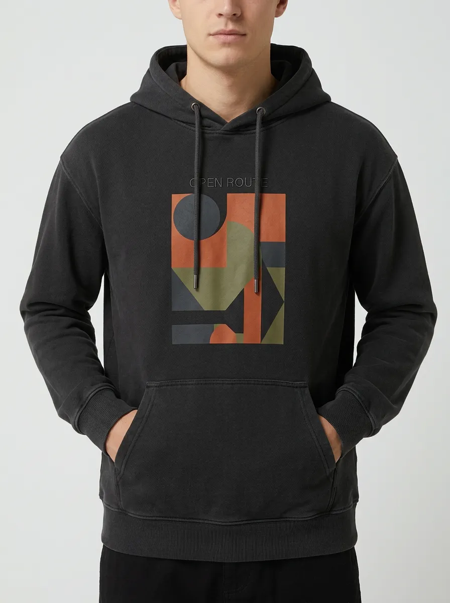 Men's Everyday Open Route Geometric Abstract Print Hoodie