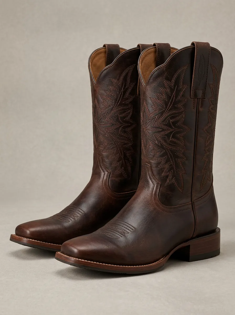 Men's Red Cowboy Boots with Vintage Inspired