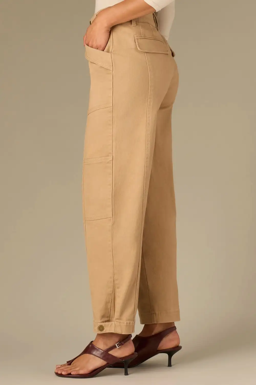 Tapered Utility Pants Buttoned Hem