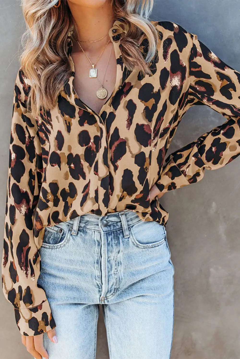 Turn Down Collar Print Shirt