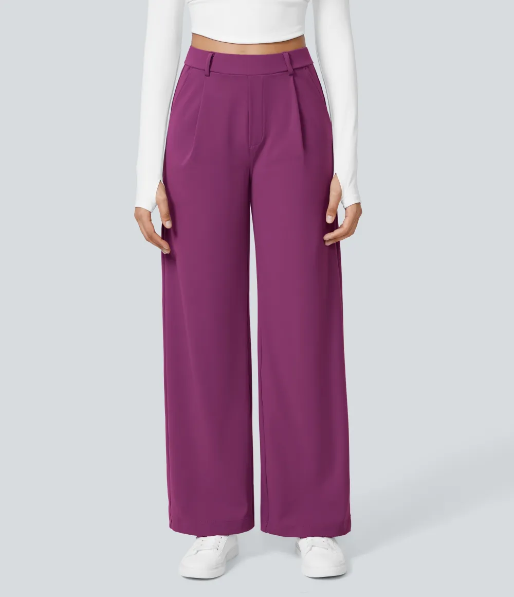 2026🔥  High Waisted Pocket Straight Leg Work Pants