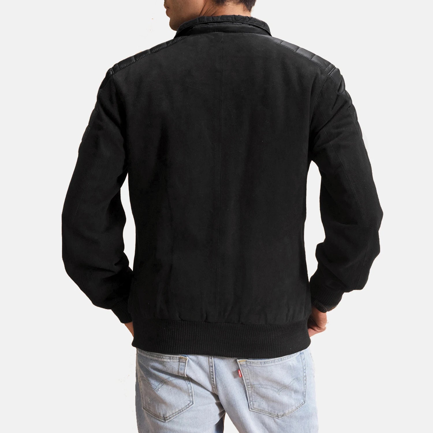 Men's Structured Bomber Suede Jacket
