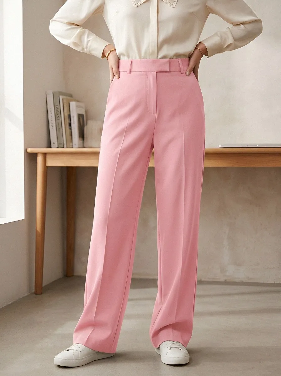 Classic High-Waist Tailored Women's Wide-Leg Trousers