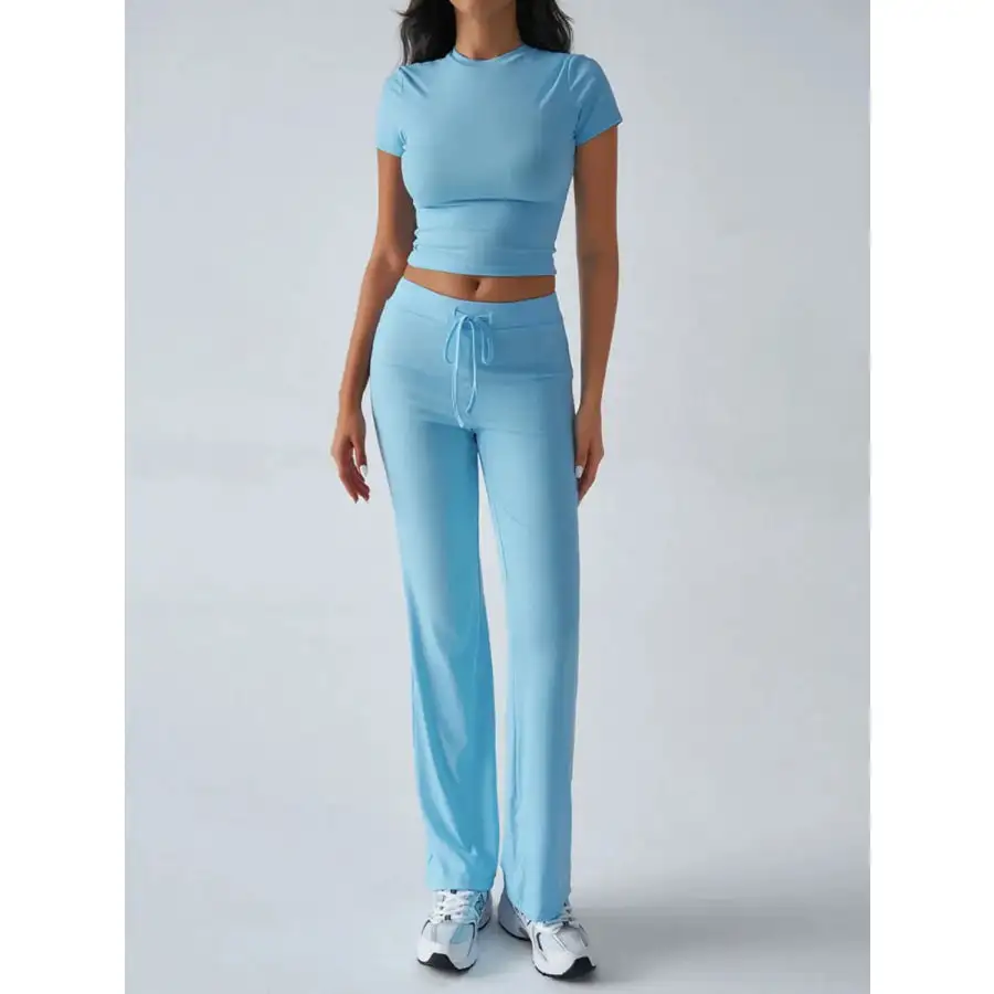 Everyday Round Neck Short Sleeve Top and Pants Set