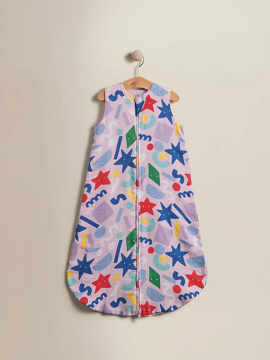 Pink Geometric Cotton Sleeping Bag - 0.5 Tog