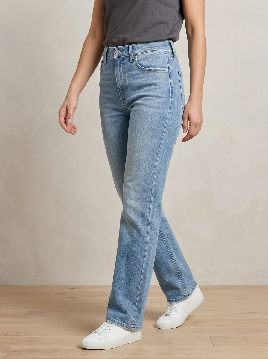 Straight-Leg Washed Casual Daily-Wear Denim Jeans