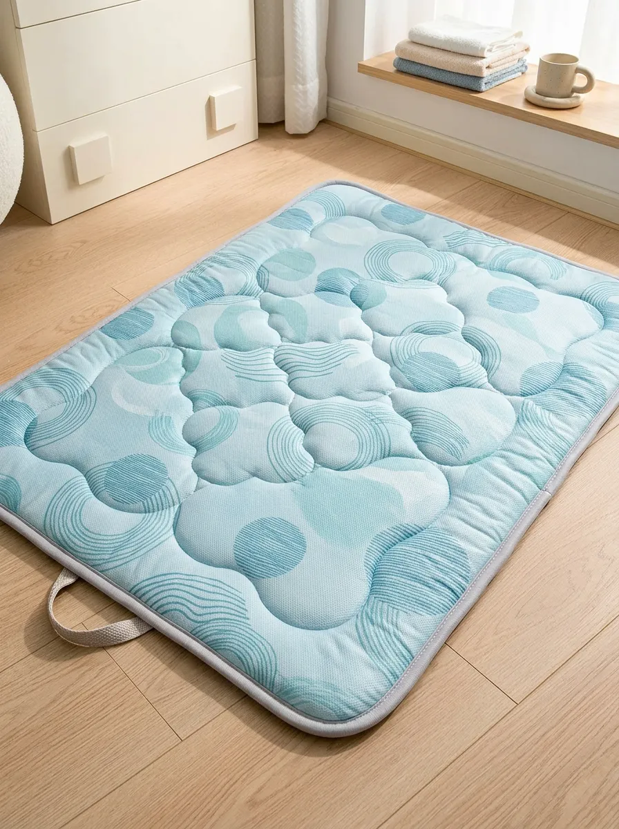 Blue Abstract Circle Print Cooling Mat
