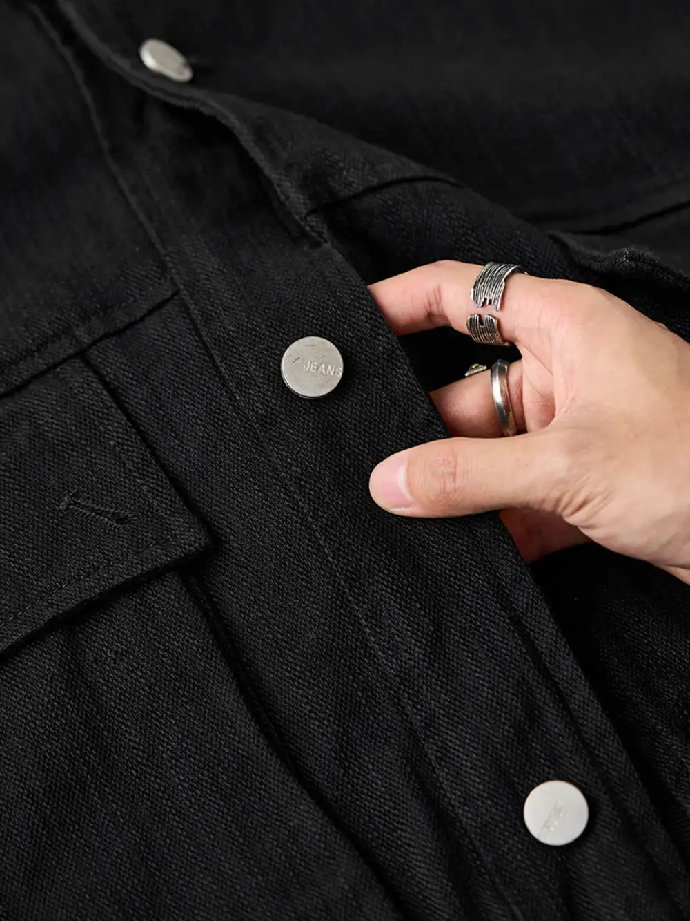 Men's Leather Button Front Field Jacket