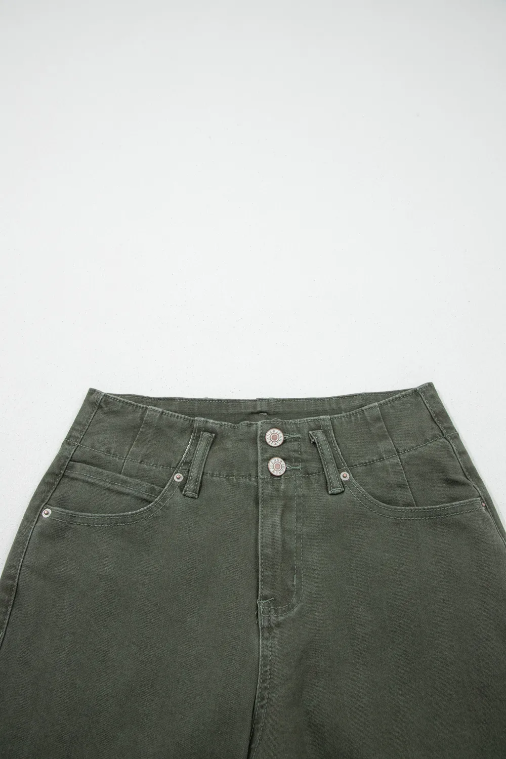 Soft Green High Waist Wide Jeans