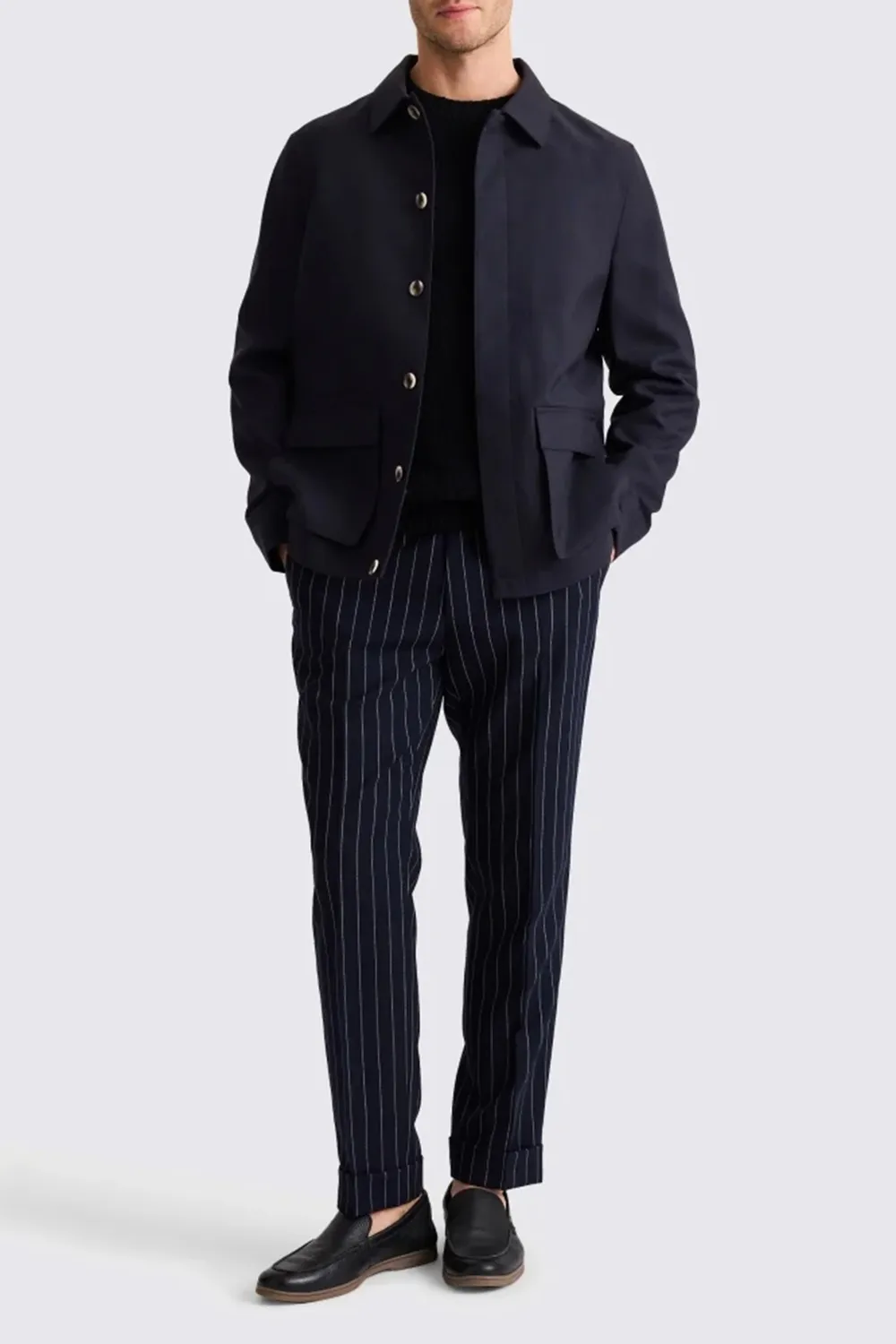 Navy Men's Jacket In Minimalist Style