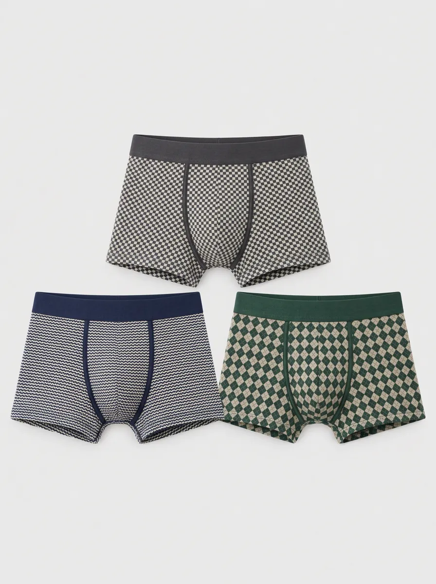 Men's Check Argyle Boxer Briefs 3-Pack