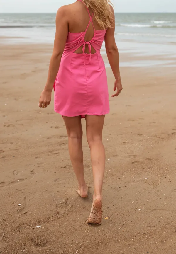 Asymmetric Open Back Midi Dress
