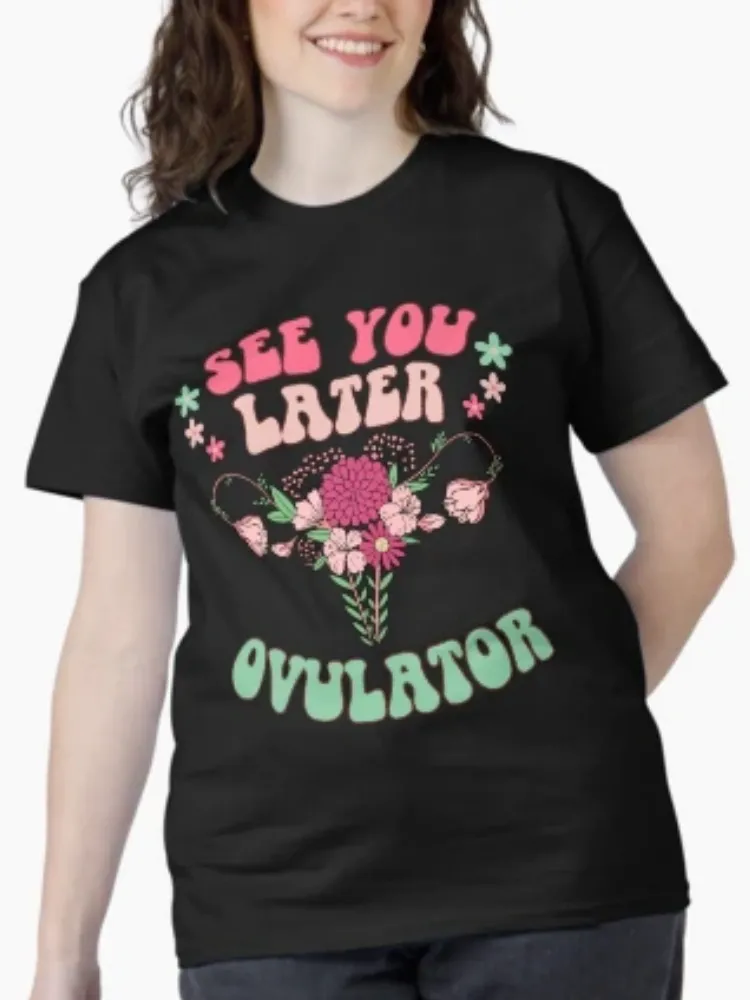 Women's Casual Witty Slogan Print Crew Neck Short-Sleeve T-Shirt