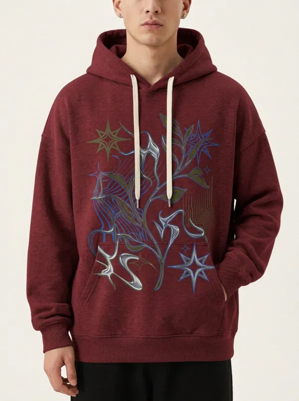 Unisex Y2K Star Floral Hoodie