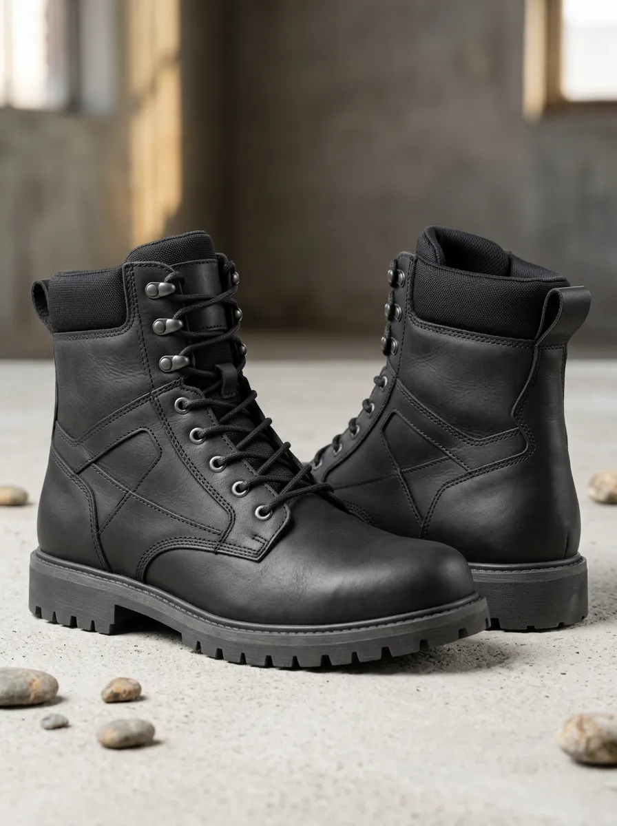 Men's Tactical Matte Work Boots Leather