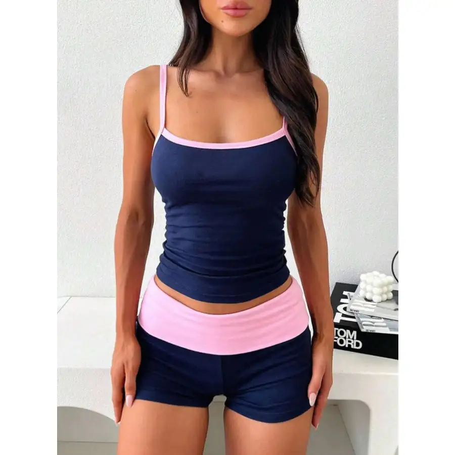 Contrast Cami and Shorts Set