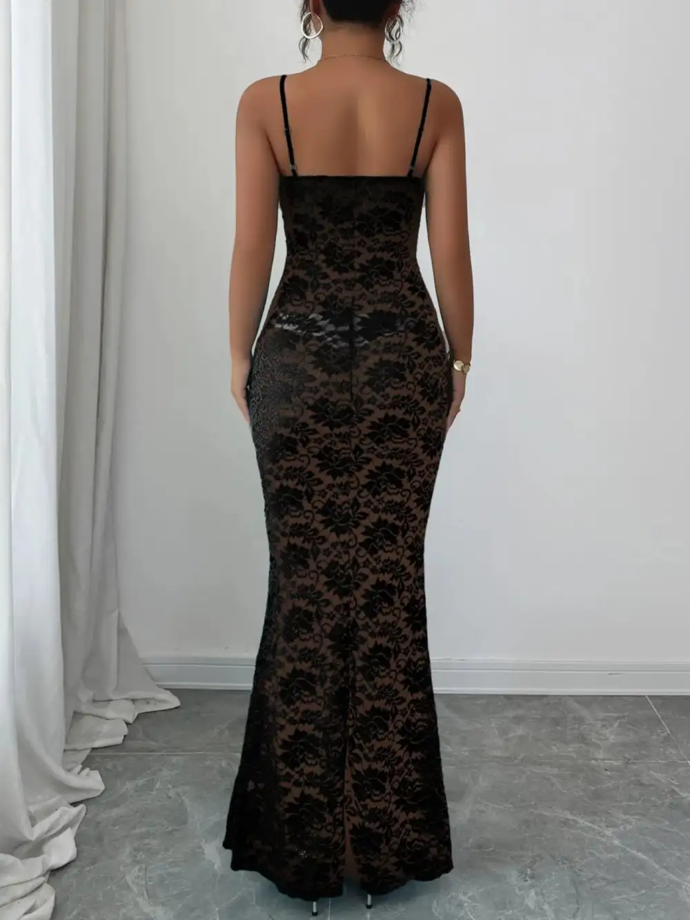 Lace Square Neck Maxi Dress