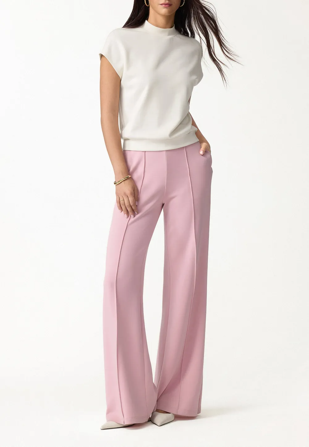 Modal Spacer Knit Mock Neck Cap Sleeve Top