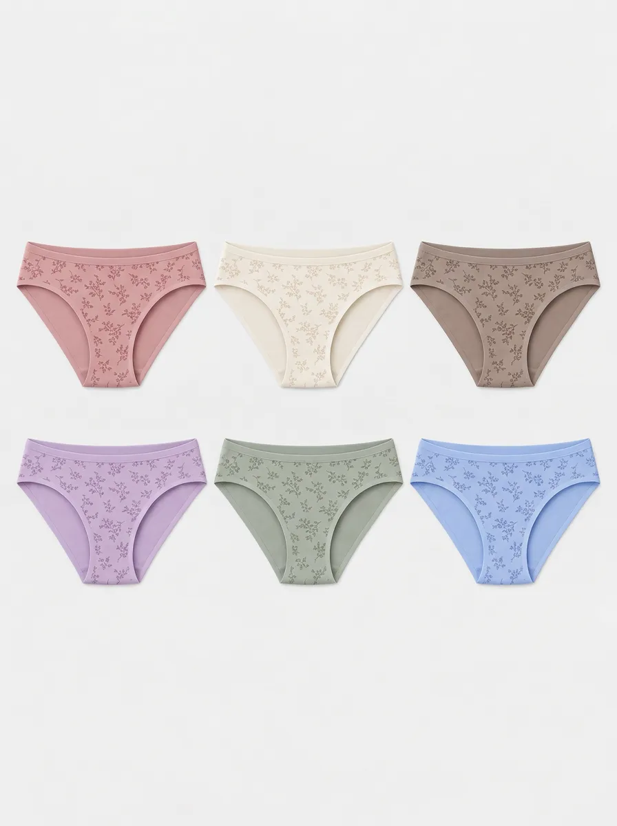 Women's Multicolor Floral Patterned Bikini Briefs Multi-Pack