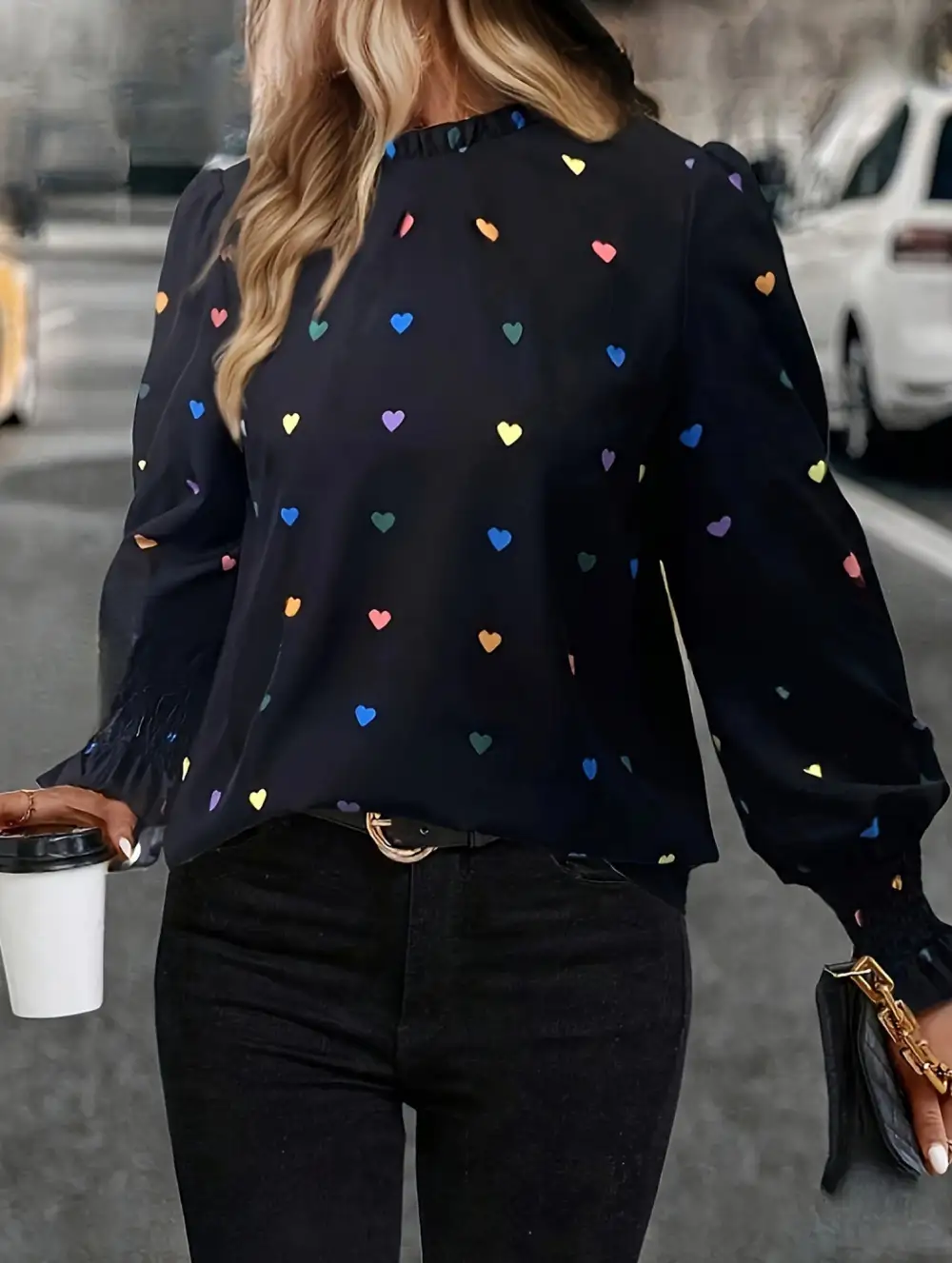 Heart Print Long Sleeve Shirt