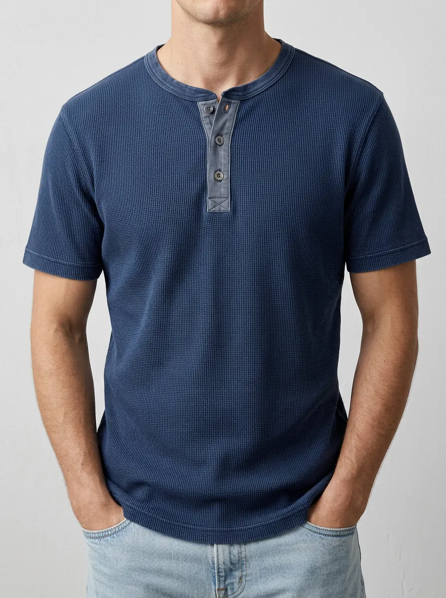 Refined Contour Men's Short-Sleeve Henley Shirt