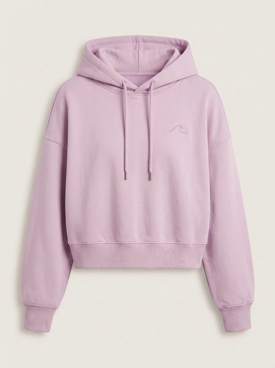 Women's Minimalist Beach Lover Wave Embroidered Hoodie