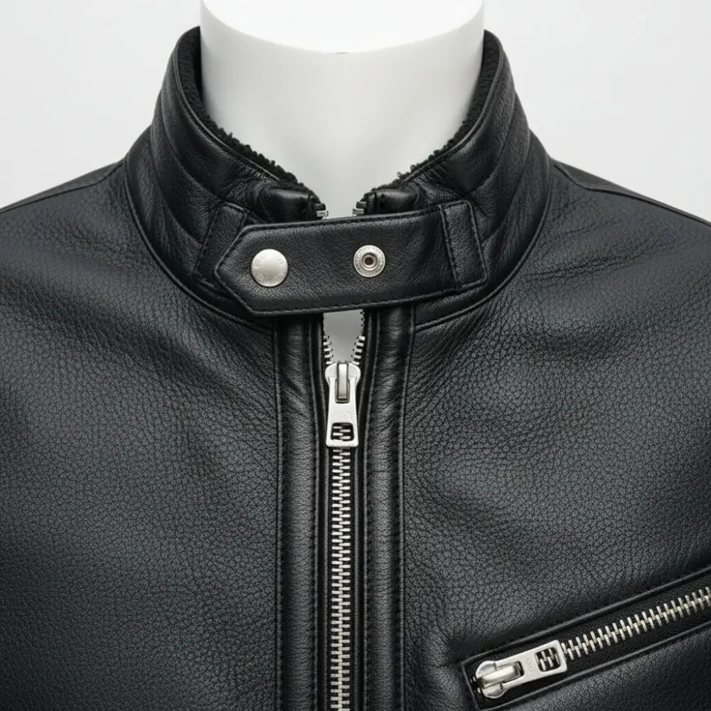 Cowhide Biker Motorcycle Pebbled Jacket