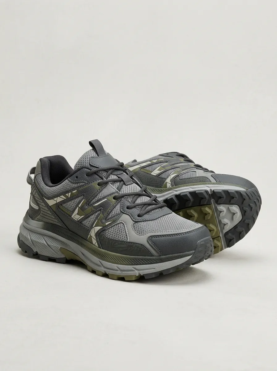 Hiking-Inspired Camo Casual Sneakers