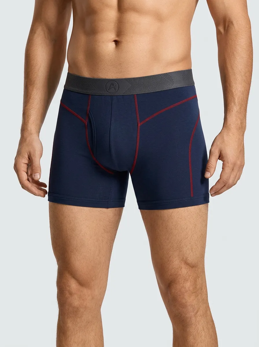 Men's Athletic Contrast Stitching Boxer Briefs