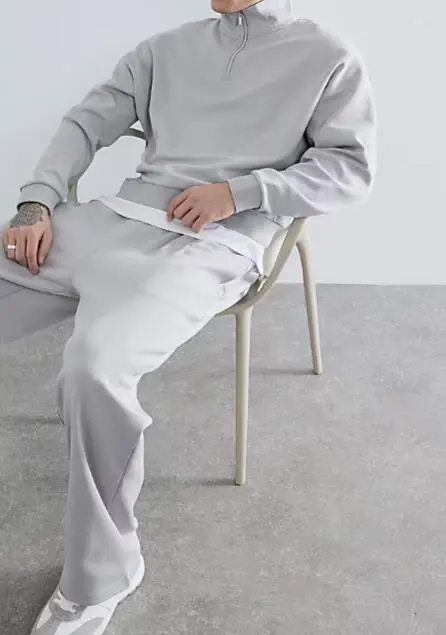 Men's Zip-Up Loose Grey Sweatshirt