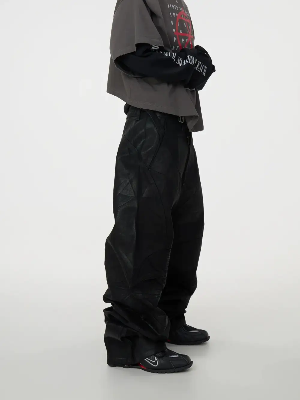 Patchwork Baggy Jeans With Buckle Details