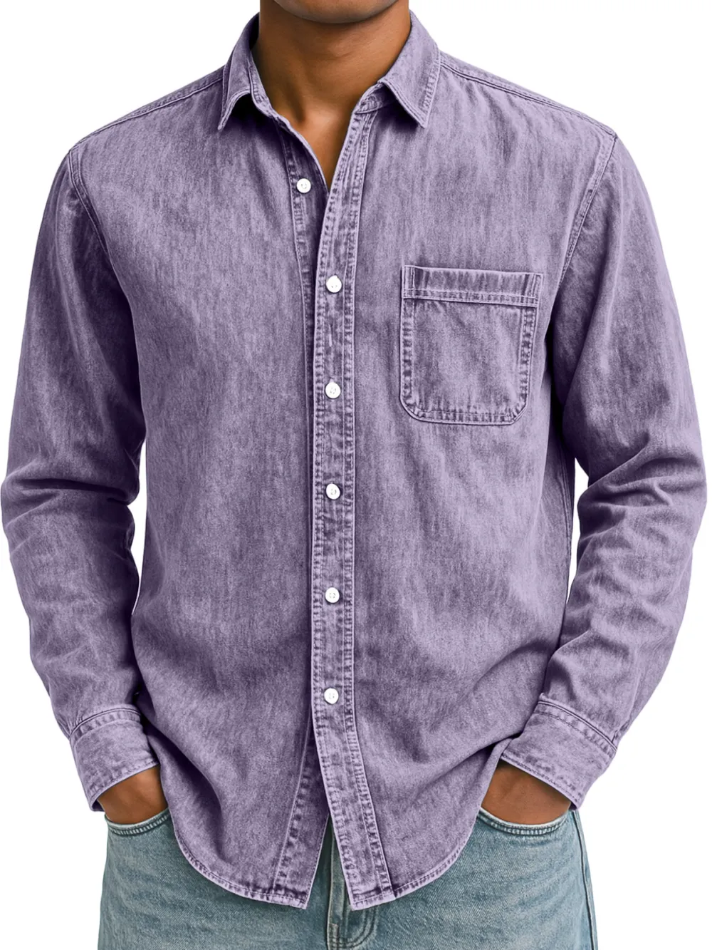 Relaxed Long Sleeve Open Collar Shirt
